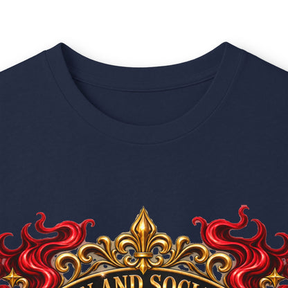 Heraldic Crest Long Sleeve Tee — 'Skin and Skull Co.' Gothic Emblem