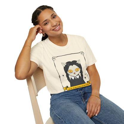 Mystic Cat Witch T‑Shirt — Yellow‑Eyed Wedneday Vibe Graphic Tee