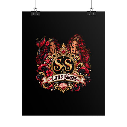 Little Sirens Rolled Poster — Vintage Mermaid Crest Wall Art