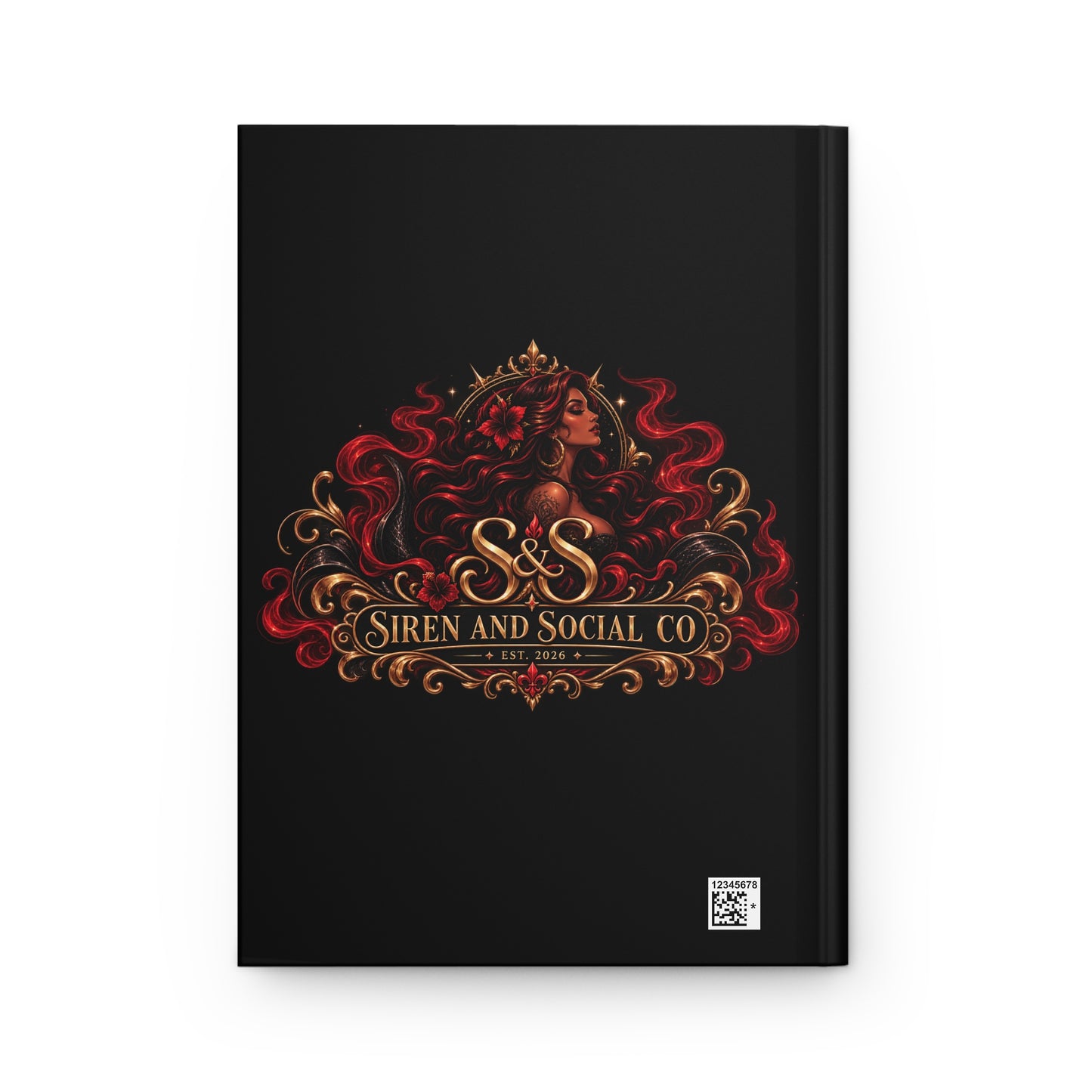 Siren & Social Co. Hardcover Journal — Lined Matte Notebook with Elegant Red Siren Crest