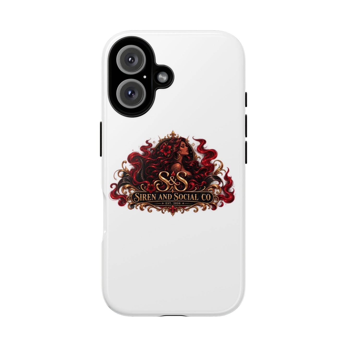 Siren & Social Co. Tough Phone Case — Red Mermaid Art Protective Cover