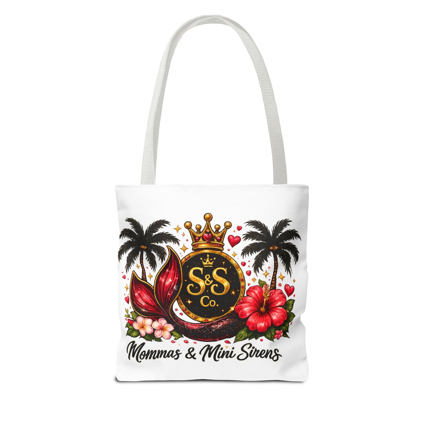 Mommas & Mini Sirens Tote Bag — Tropical Mermaid Mom Beach Tote