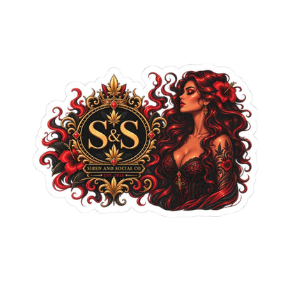Siren & Social Redhead Emblem Sticker — Kiss-Cut Decorative Vinyl