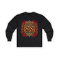 Heraldic Crest Long Sleeve Tee — 'Skin and Skull Co.' Gothic Emblem