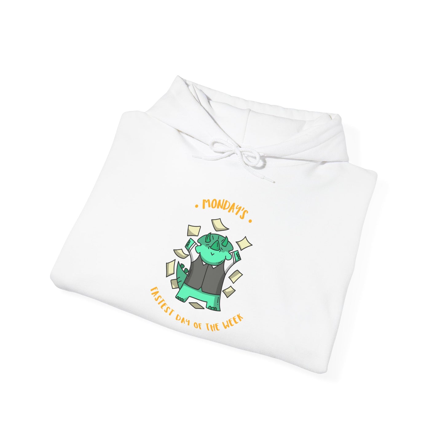Money Monster Hoodie — Cute Green Creature Throwing Cash Graphic Sweatshirt