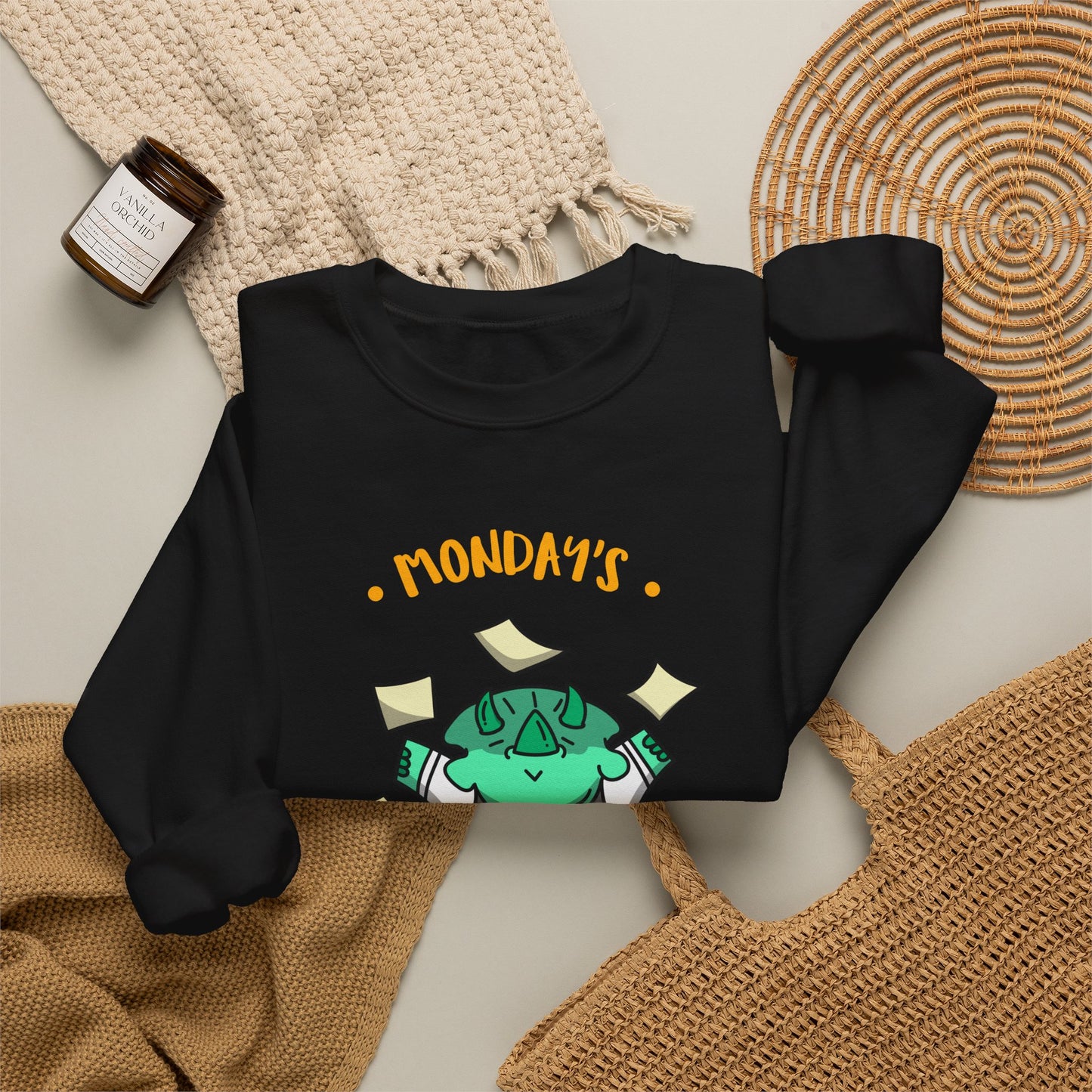 Sweatshirt — "Monday's Harshest Day of the Week" Cute Monster Graphic Crewneck