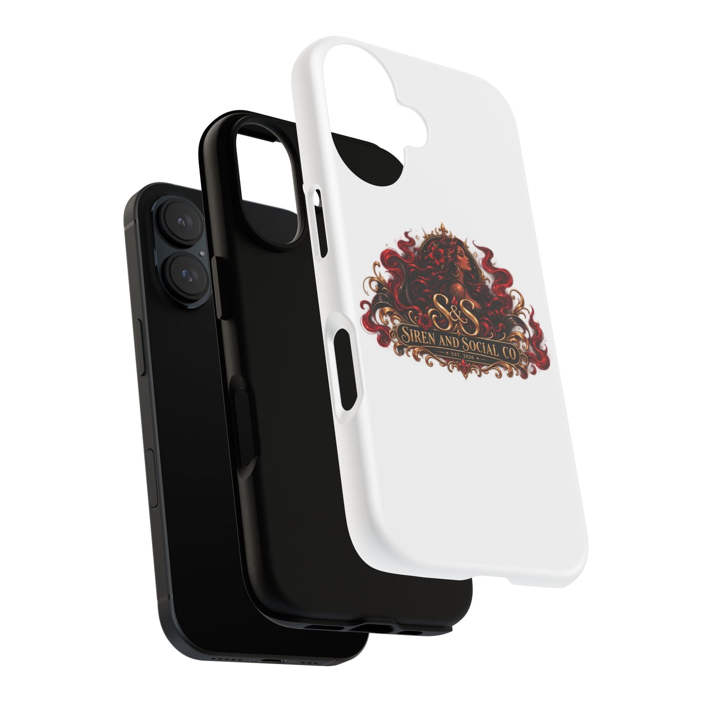 Siren & Social Co. Tough Phone Case — Red Mermaid Art Protective Cover