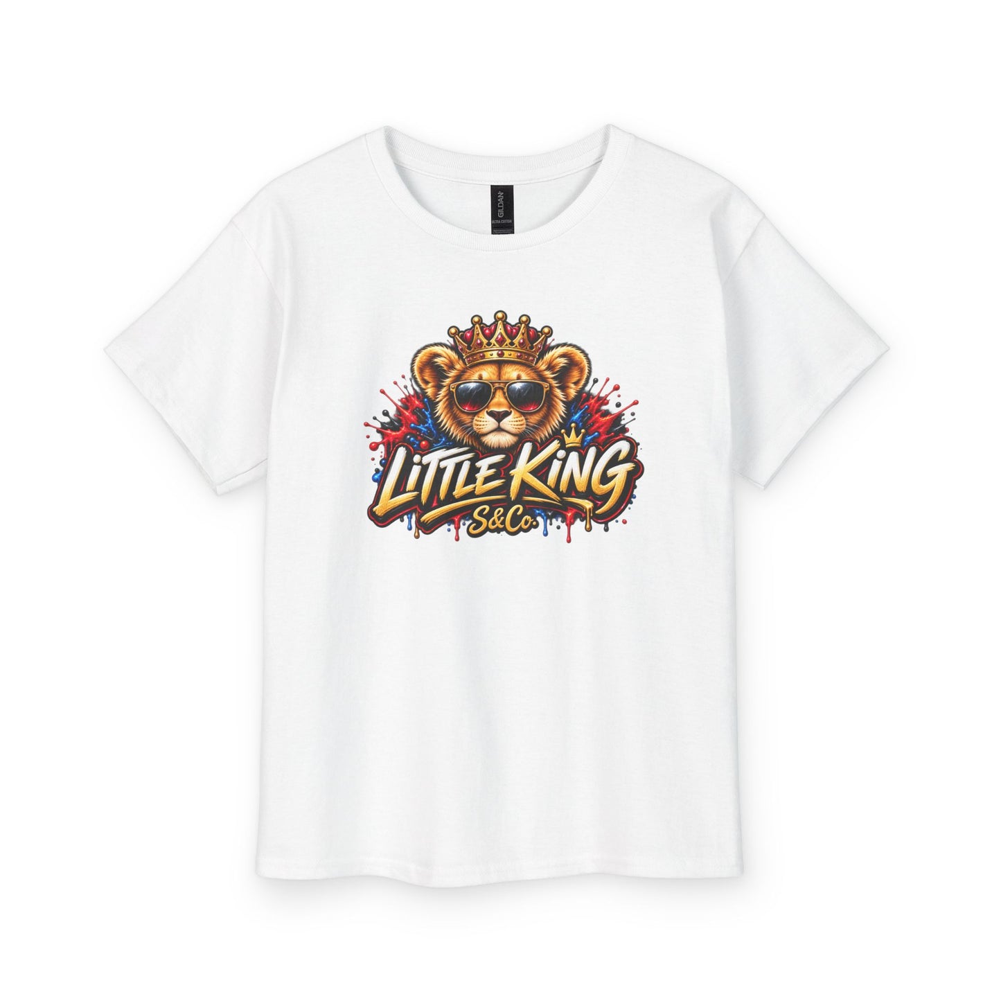 Youth Tee — "Little King" Lion Crown Kids Graphic Shirt