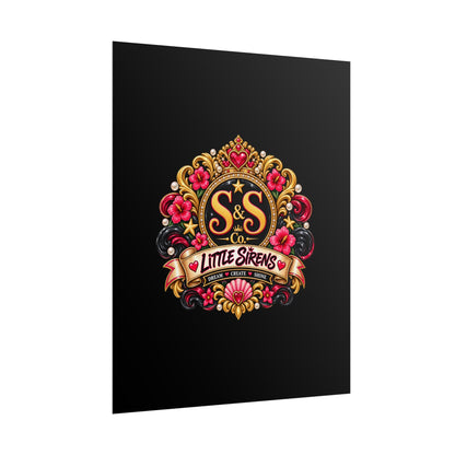 Little Sirens Rolled Poster — Vintage Mermaid Crest Wall Art