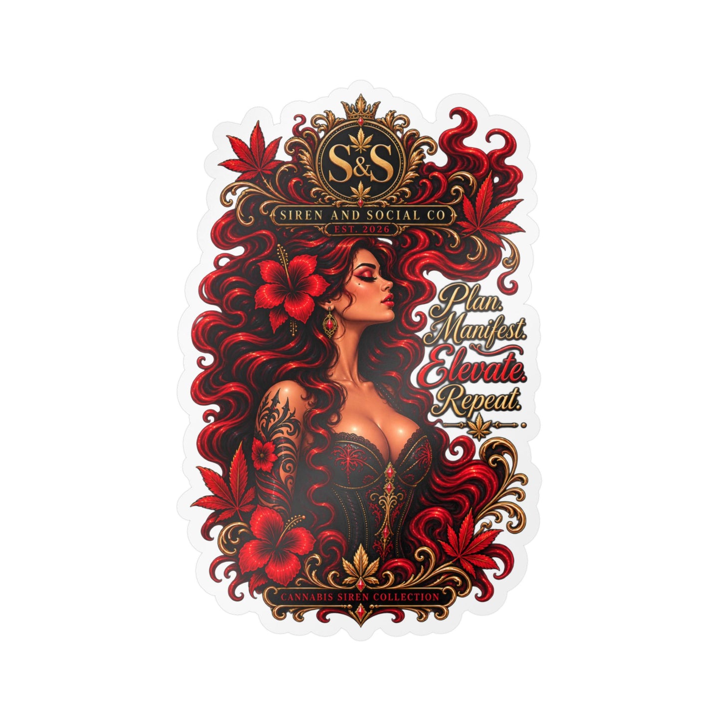 Vintage Red Rose Femme Vinyl Sticker — Kiss-Cut Decal