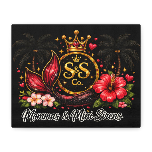Mommas & Mini Sirens Canvas Art — Tropical Mermaid Wall Decor