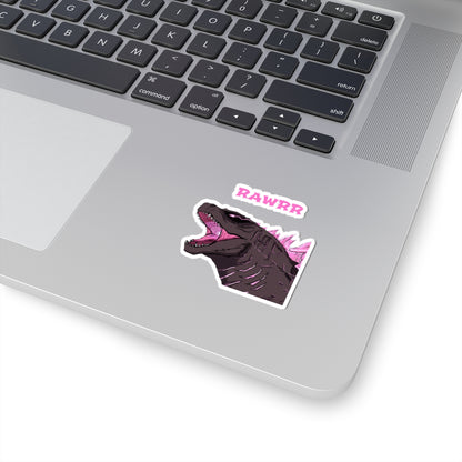 Godzilla-Inspired Pink Roar Kiss-Cut Sticker — 'KAWKR' Laptop Decal