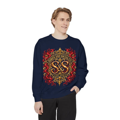 Siren & Social Co. Crewneck Sweatshirt — Vintage Gold & Red Crest