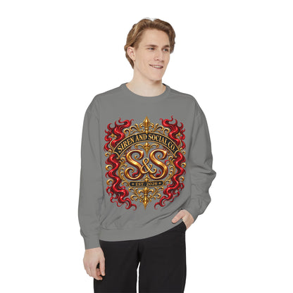 Siren & Social Co. Crewneck Sweatshirt — Vintage Gold & Red Crest