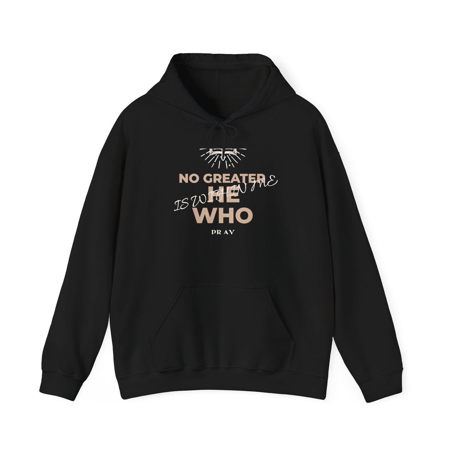 No Greater He Who Is Within Me Hoodie — Inspirational Christian Pullover