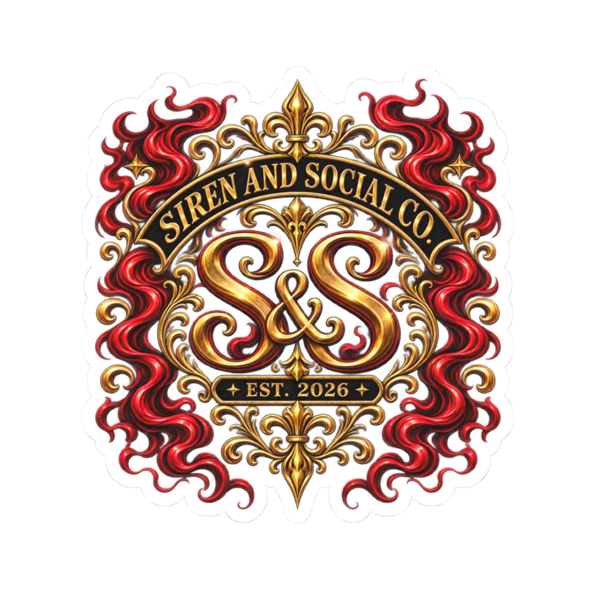 Siren & Social Co. logo White BG Kiss-Cut Sticker