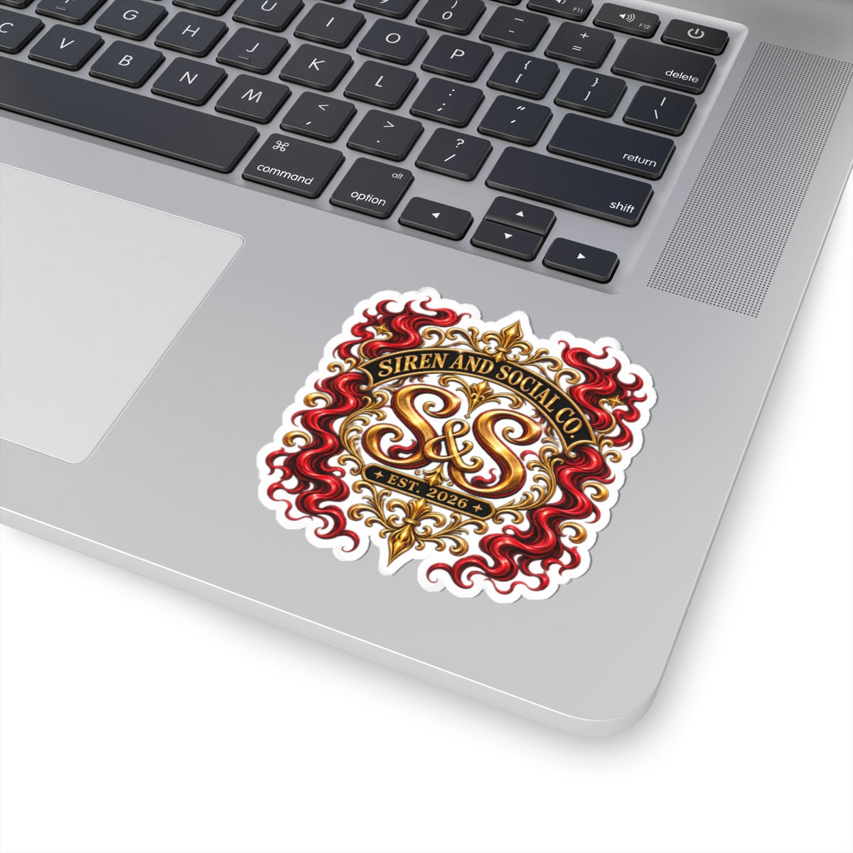 Siren & Social Co. logo White BG Kiss-Cut Sticker