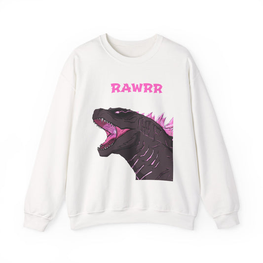 Godzilla 'RAWRR' Graphic Sweatshirt – Pink Neon Monster Crewneck