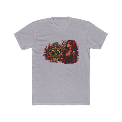 Gothic Siren Graphic Tee — Red Rose Woman Crest T‑Shirt