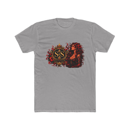 Gothic Siren Graphic Tee — Red Rose Woman Crest T‑Shirt