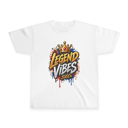 Legend Vibes Kids T‑Shirt — Youth Graphic Tee with Crown Street Art Design