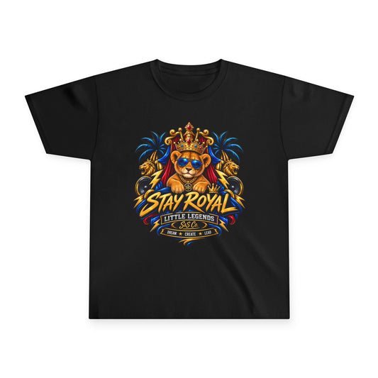 Stay Royal Lion Youth T-Shirt — Little Legend Kids Tee (Cute Crowned Lion)
