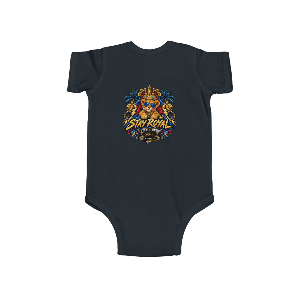 Little King "Stay Royal" Crowned Lion Baby Onesie