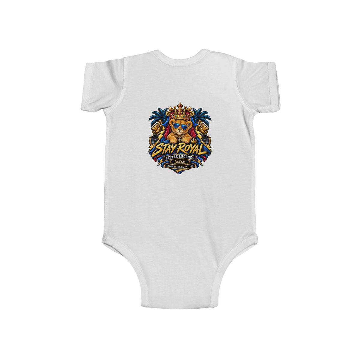 Little King "Stay Royal" Crowned Lion Baby Onesie
