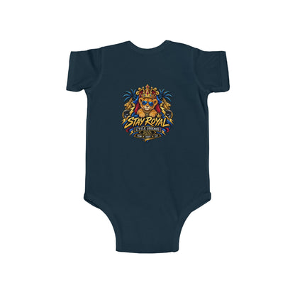 Little King "Stay Royal" Crowned Lion Baby Onesie