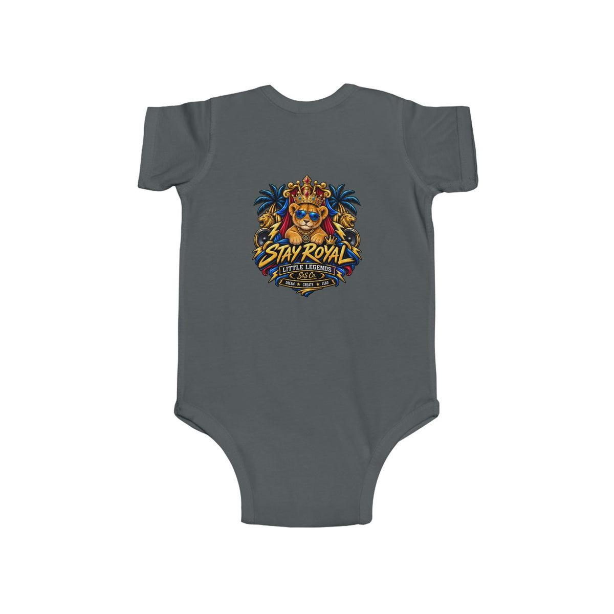 Little King "Stay Royal" Crowned Lion Baby Onesie
