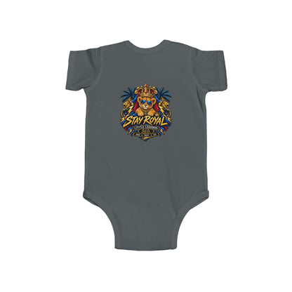 Little King "Stay Royal" Crowned Lion Baby Onesie