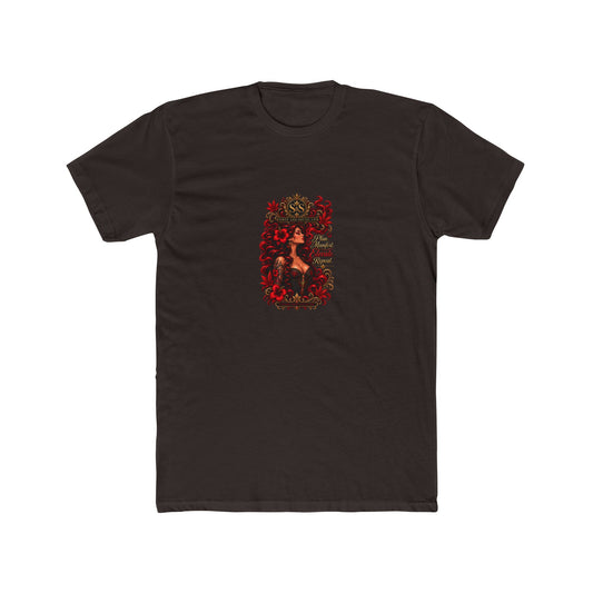 Gothic Siren Graphic Tee — Red Rose Woman Crest T‑Shirt