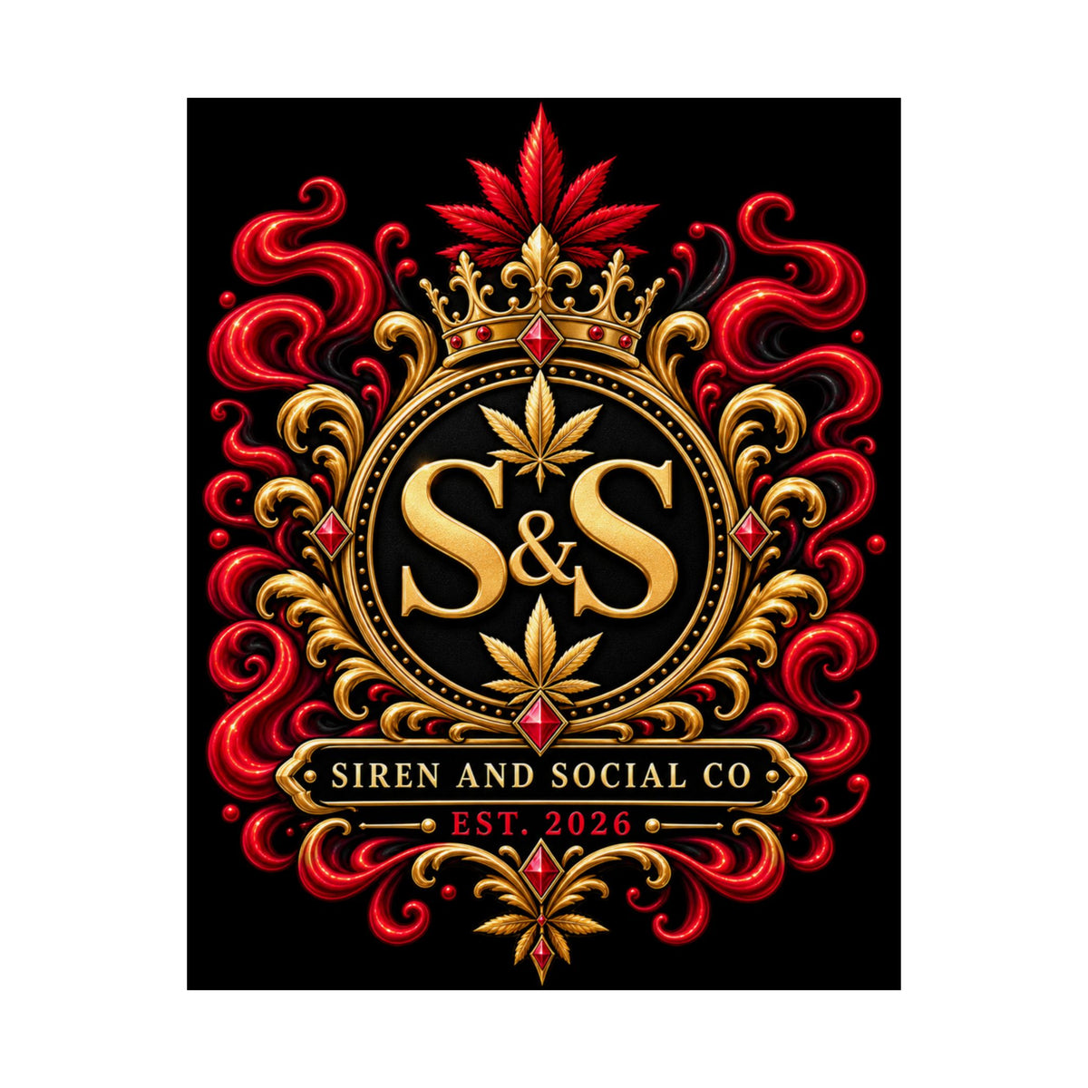 Siren & Social Co. Ornate Crest Poster — Matte Vertical Wall Art (Est. 2026)