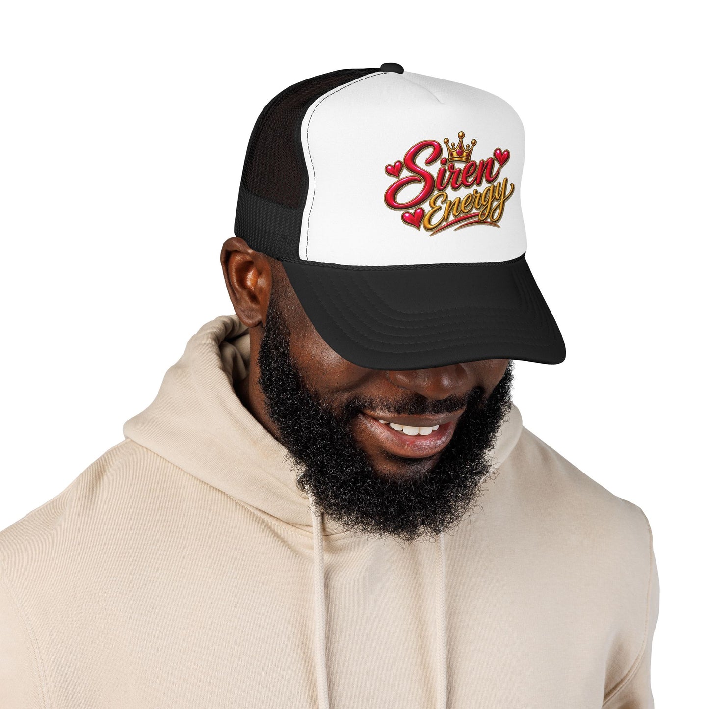Siren Energy Trucker Hat — Glitter Script Crown Design