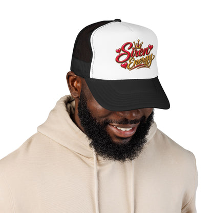 Siren Energy Trucker Hat — Glitter Script Crown Design