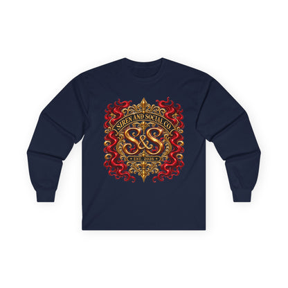 Heraldic Crest Long Sleeve Tee — 'Skin and Skull Co.' Gothic Emblem