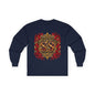 Heraldic Crest Long Sleeve Tee — 'Skin and Skull Co.' Gothic Emblem