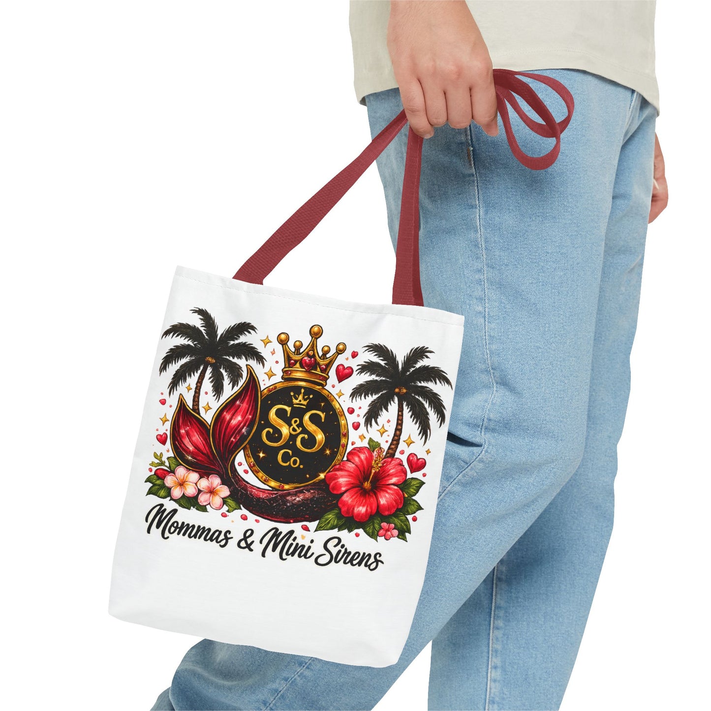 Mommas & Mini Sirens Tote Bag — Tropical Mermaid Mom Beach Tote