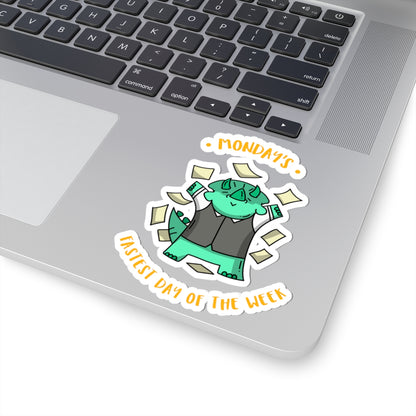 Monday’s Fastest Dino Sticker — Cute Triceratops Money Toss Kiss-Cut Sticker