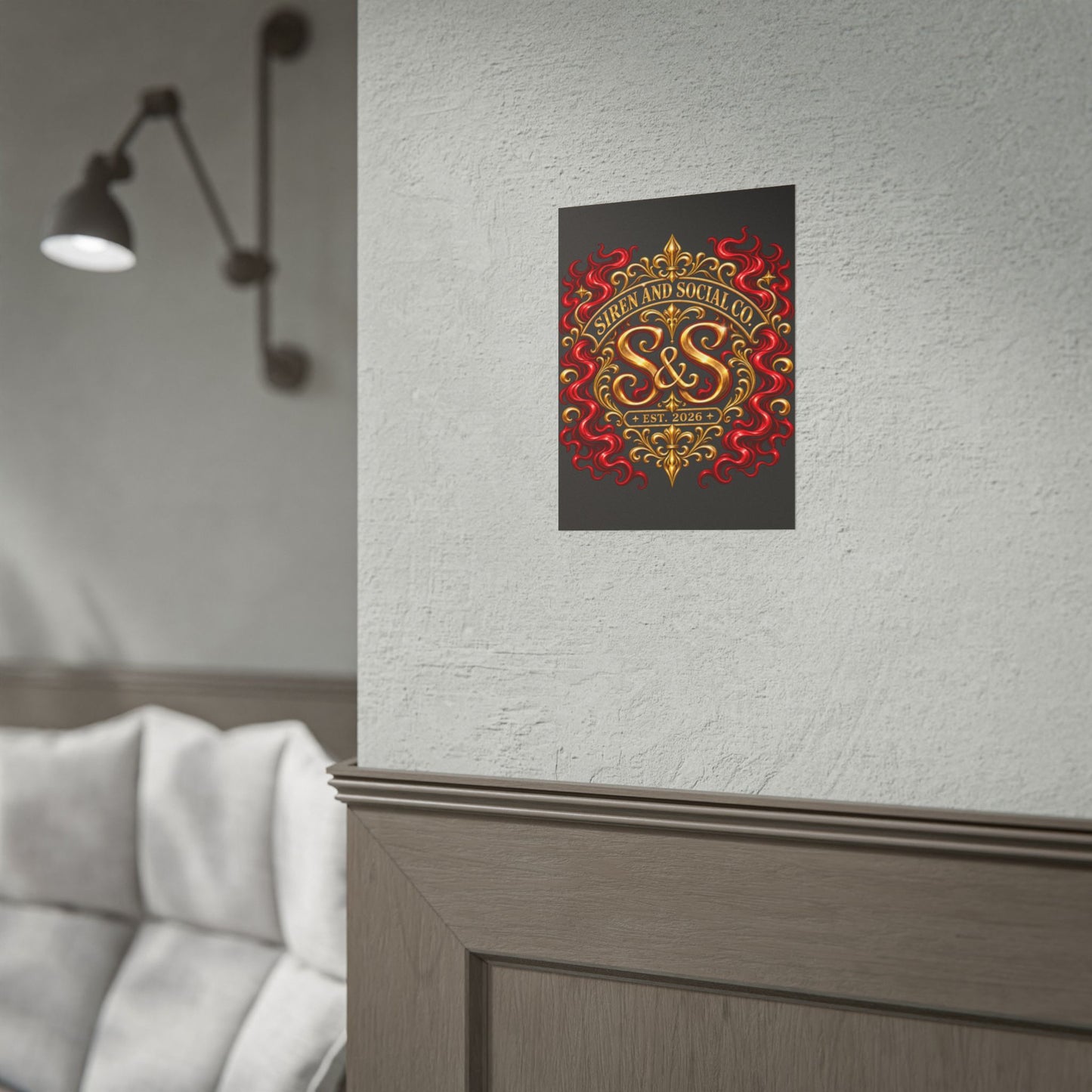 Siren and Social Co. Ornate Gold & Red Emblem Poster