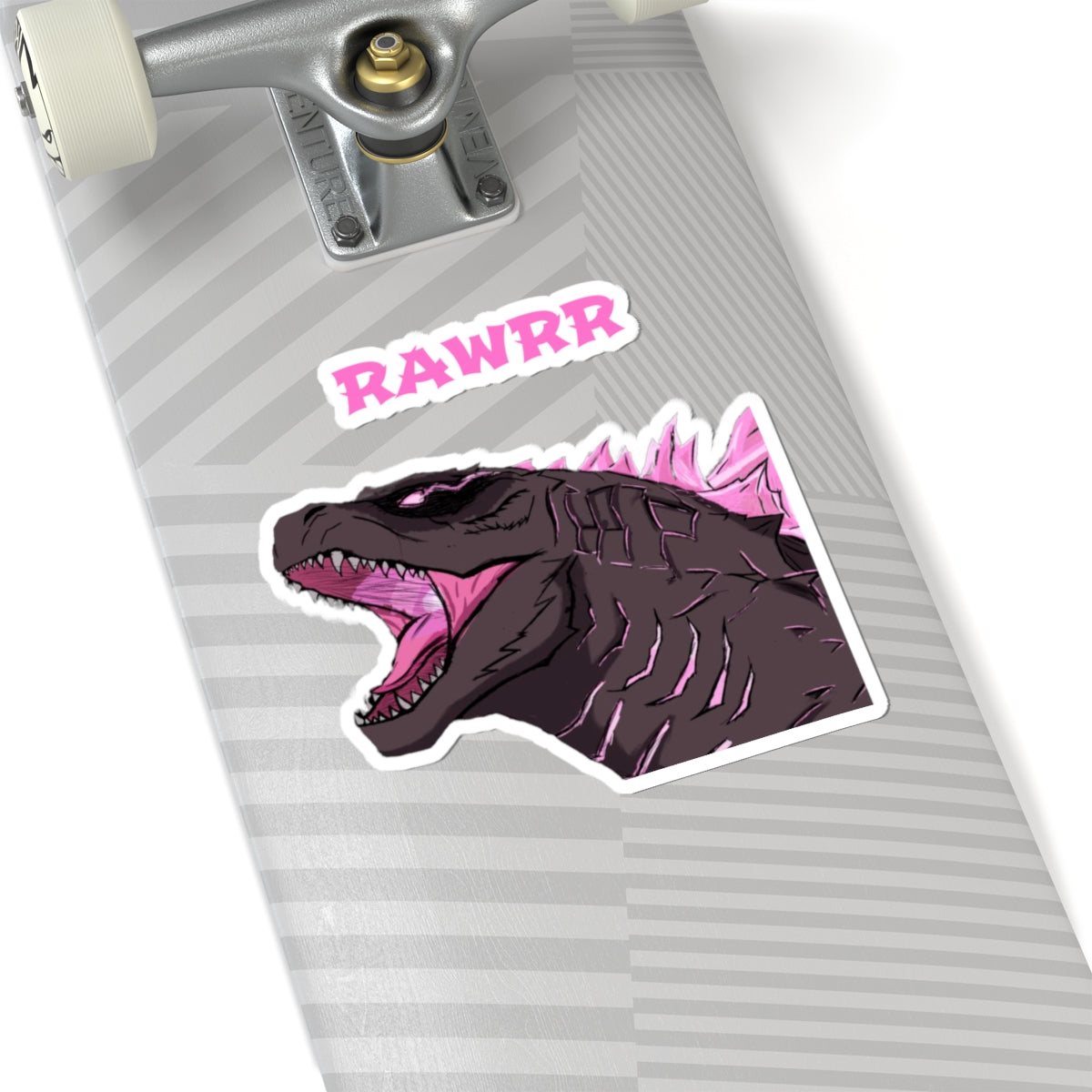 Godzilla-Inspired Pink Roar Kiss-Cut Sticker — 'KAWKR' Laptop Decal
