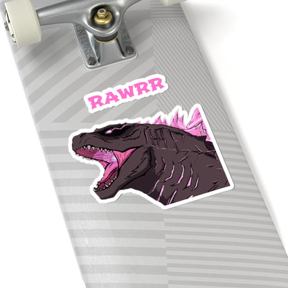 Godzilla-Inspired Pink Roar Kiss-Cut Sticker — 'KAWKR' Laptop Decal