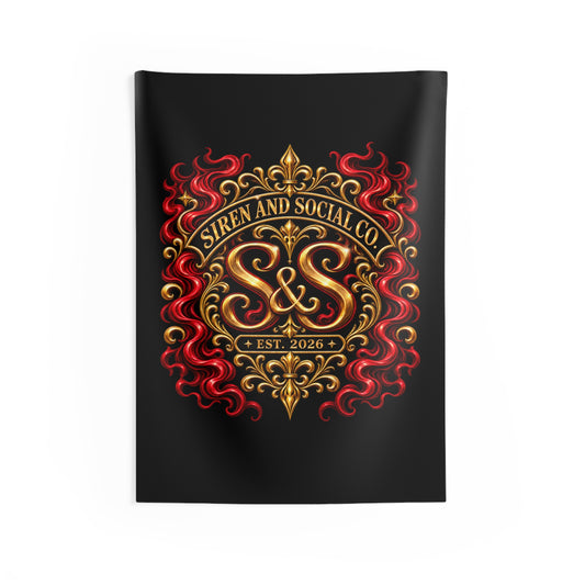Siren & Social Co. Decorative Wall Tapestry — Vintage Gold Crest Design