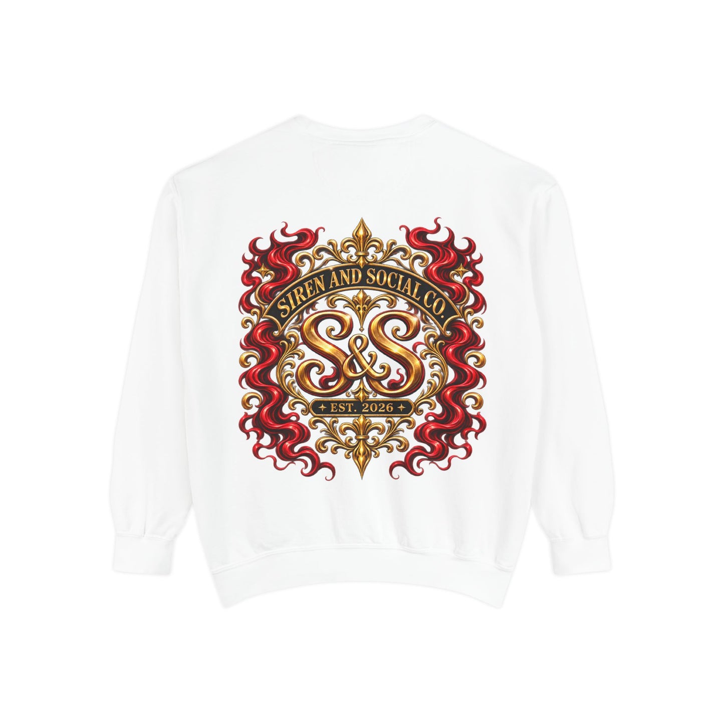 Siren & Social Co. Crewneck Sweatshirt — Vintage Gold & Red Crest