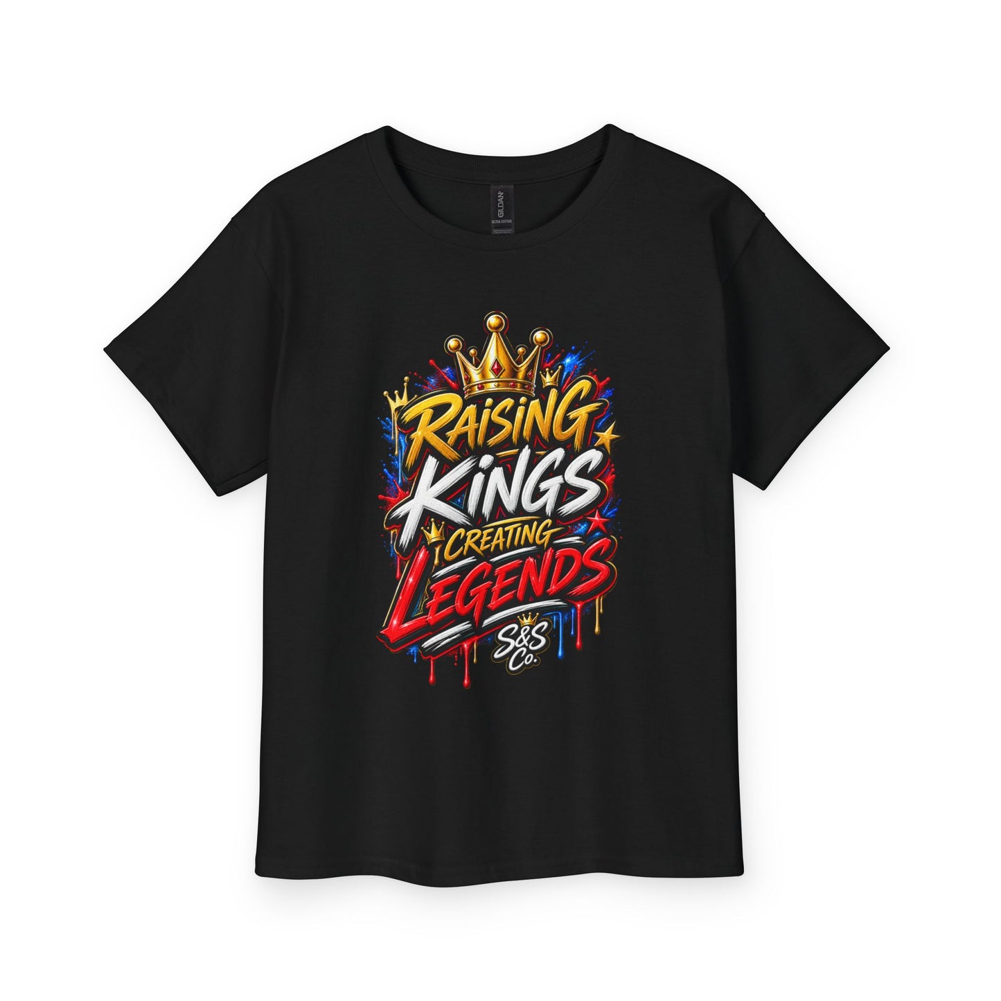 Raising Kings Creating Legends Youth T‑Shirt — Kids Graphic Tee with Crown Design