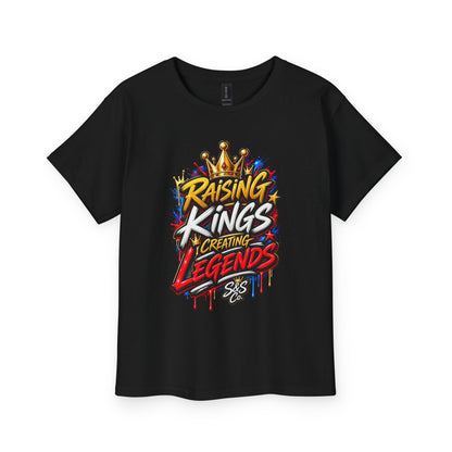 Raising Kings Creating Legends Youth T‑Shirt — Kids Graphic Tee with Crown Design