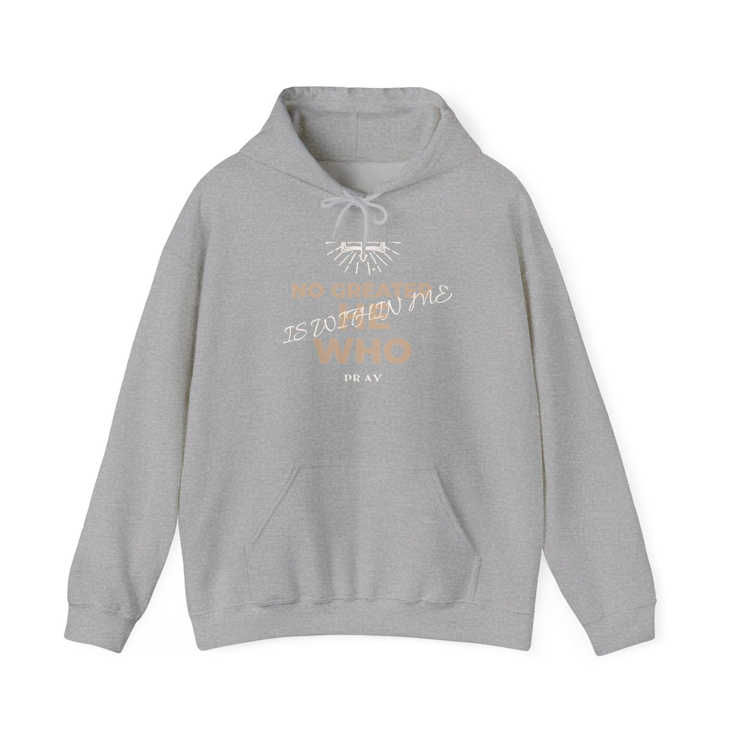 No Greater He Who Is Within Me Hoodie — Inspirational Christian Pullover