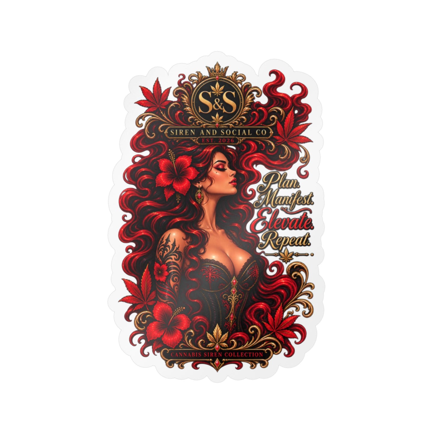 Vintage Red Rose Femme Vinyl Sticker — Kiss-Cut Decal