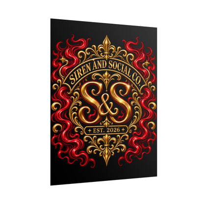 Siren and Social Co. Ornate Gold & Red Emblem Poster