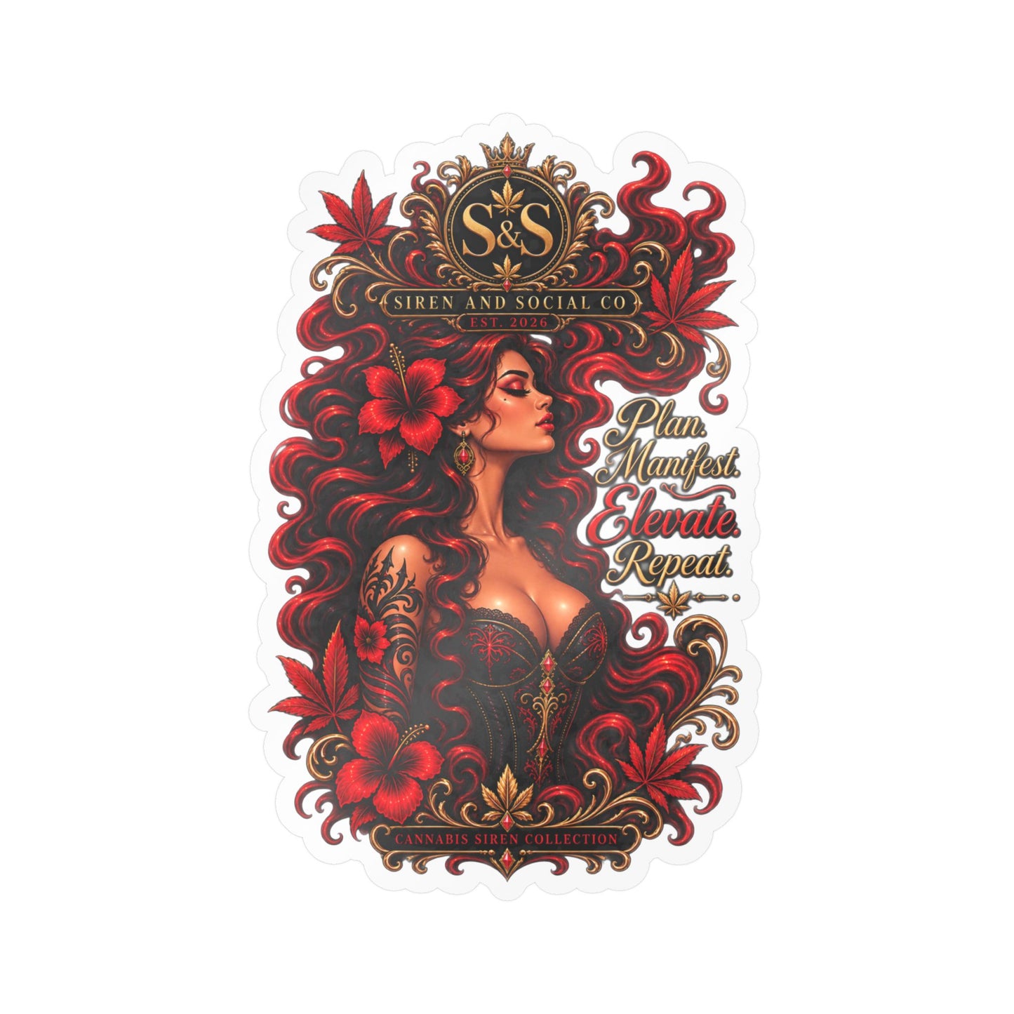 Vintage Red Rose Femme Vinyl Sticker — Kiss-Cut Decal